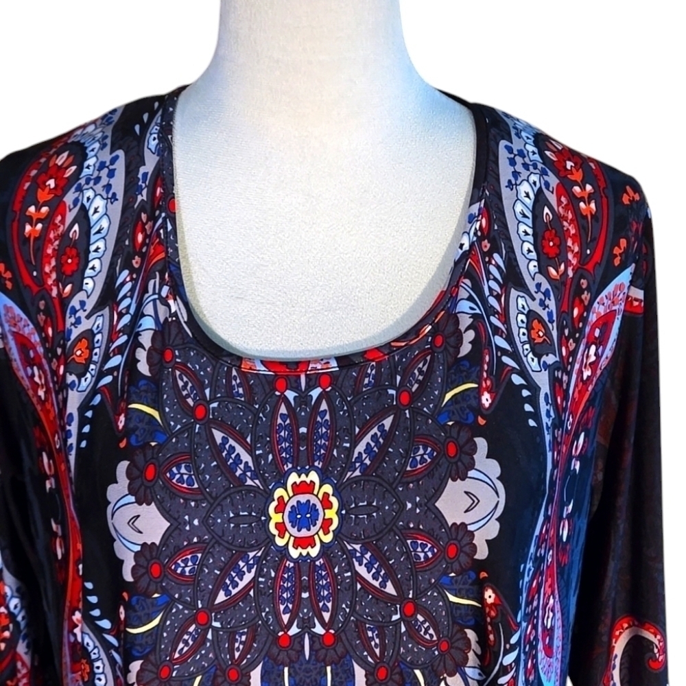 White Mark Successfully Comfortable Women 2XL Vibrant Tunic Dress Boho Goth - Picture 2 of 11